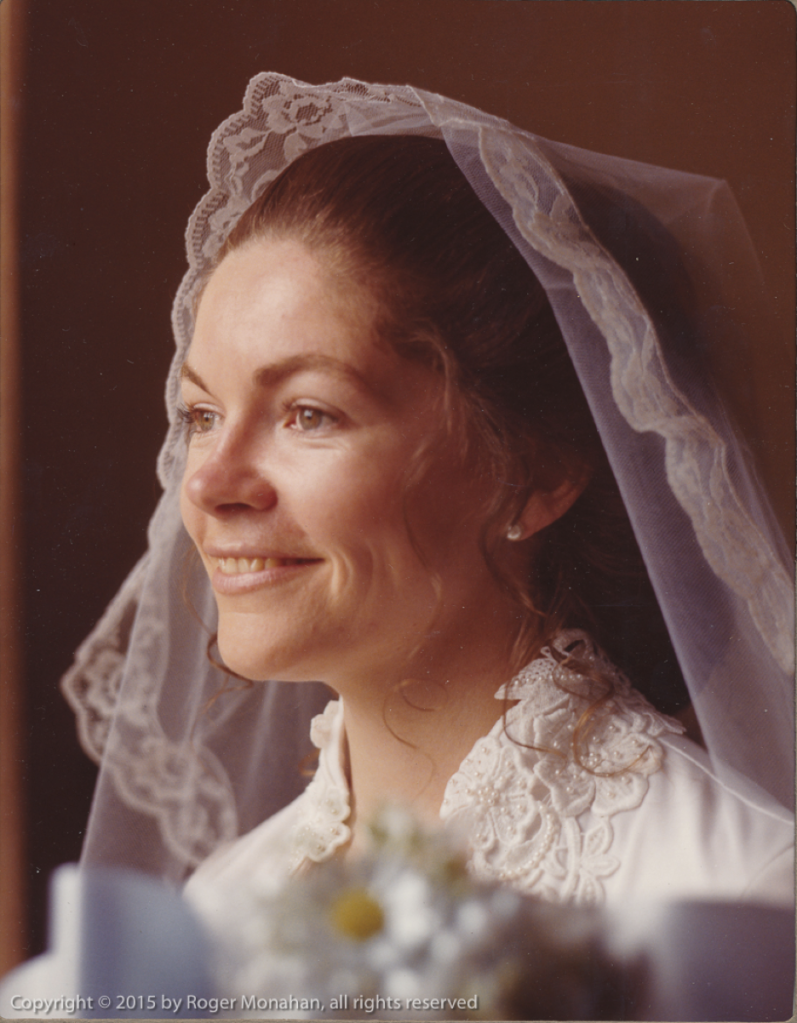 Window light portrait of bride.